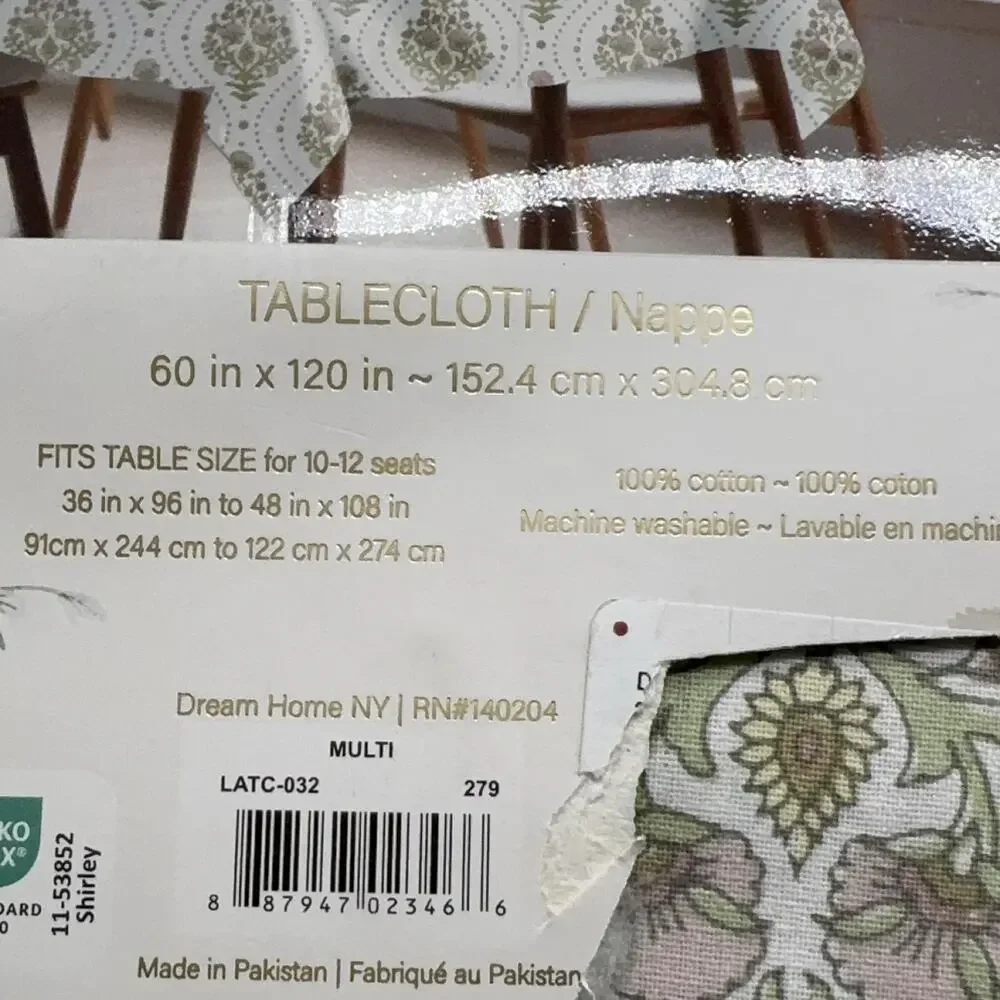 Lillian August French Farmhouse Tablecloth 60x120 Cotton Water-Resistant Multi